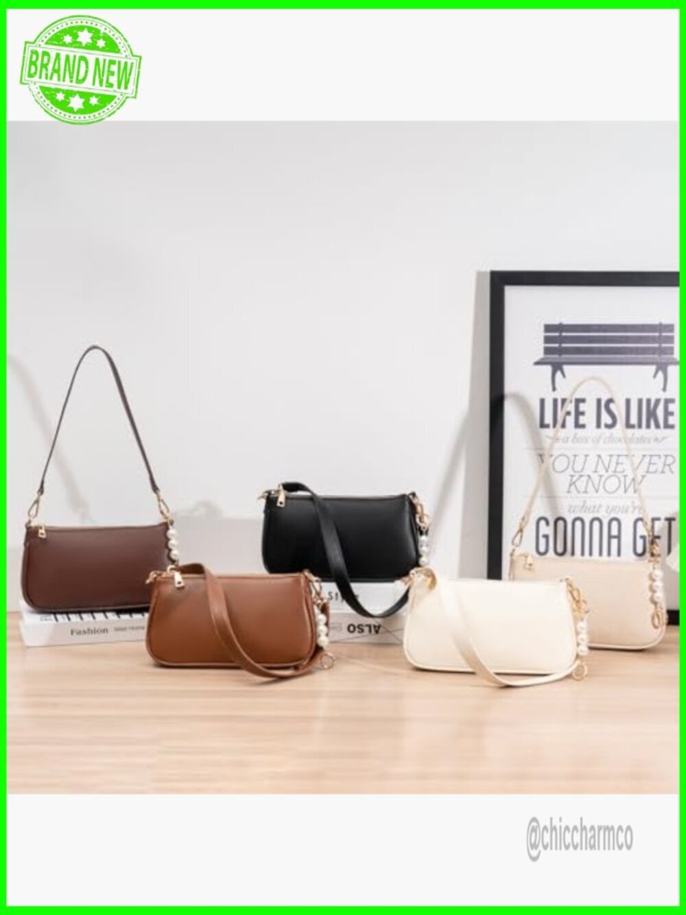 Small Vegan Leather Crossbody Bag with 3 Straps - Hobo Purse for Women - Picture 3 of 7